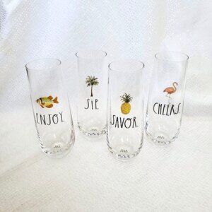 Rae Dunn Stemless Flute Glasses Set of 4